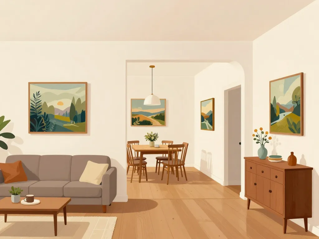 a quelle hauteur accrocher un tableau illustration pièce mobilier