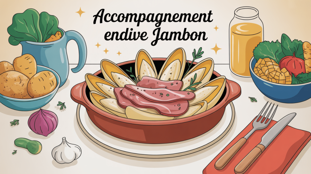 accompagnement endive jambon illustration plat convivial
