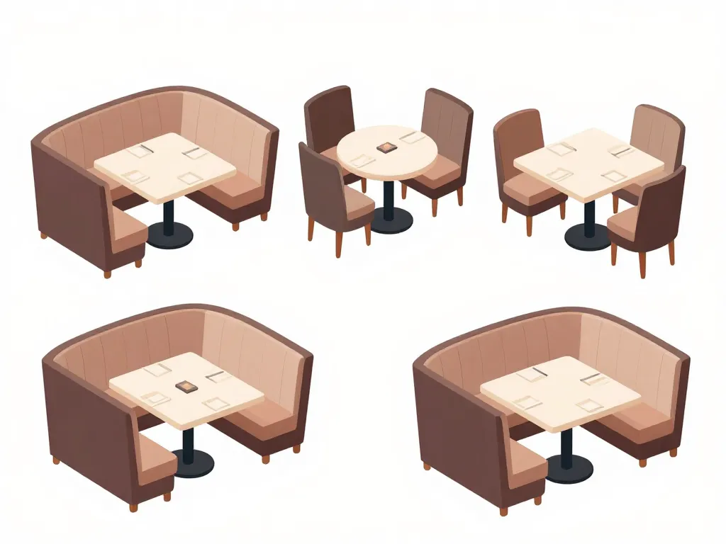 diagramme banquette resto murale centrale angle