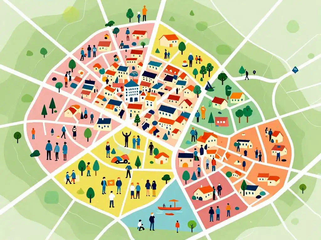 carte stylisée quartiers de caen quartier