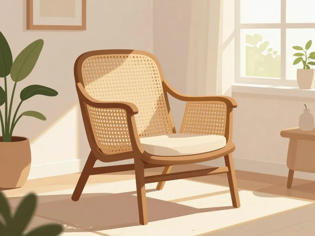 fauteuil canelotto lignes courbes rattan déco naturelle