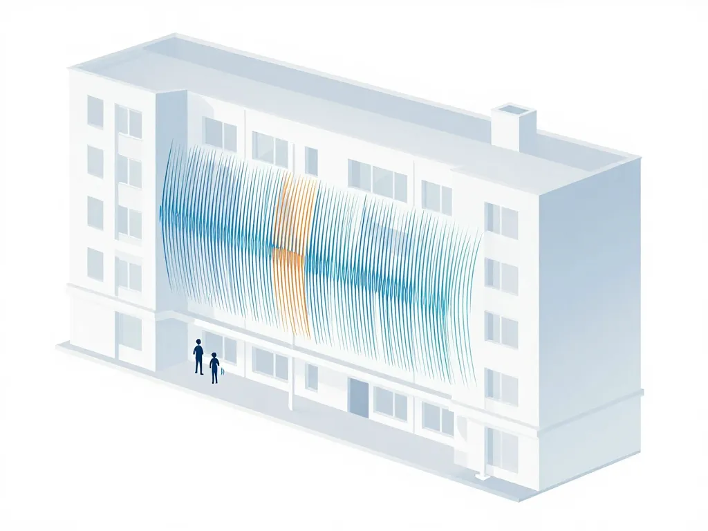 Diagramme propagation bruit solidien murs sols canalisations