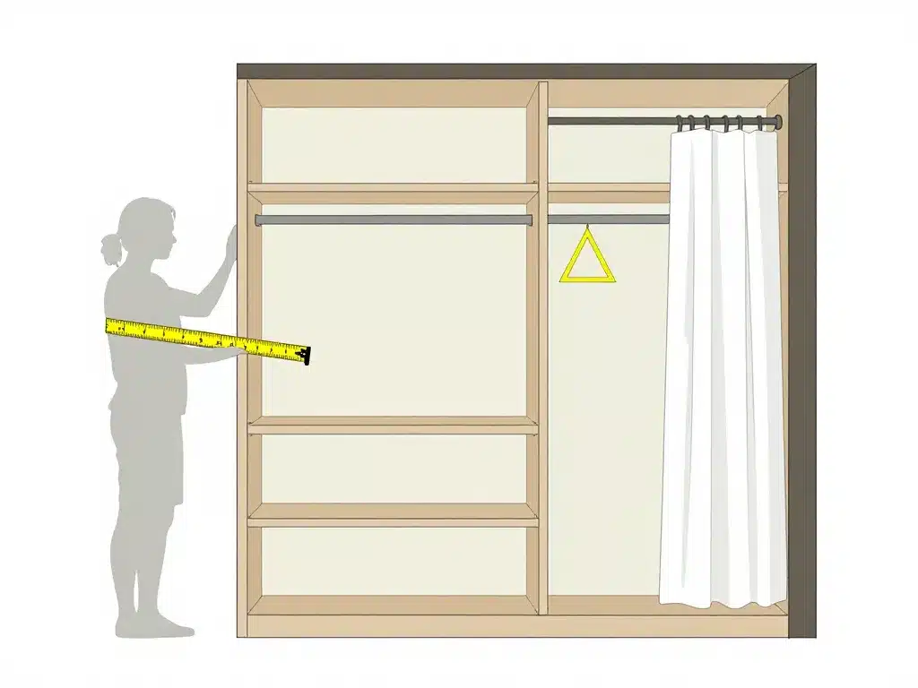 plan conception dressing fait maison avec rideau mesure mur