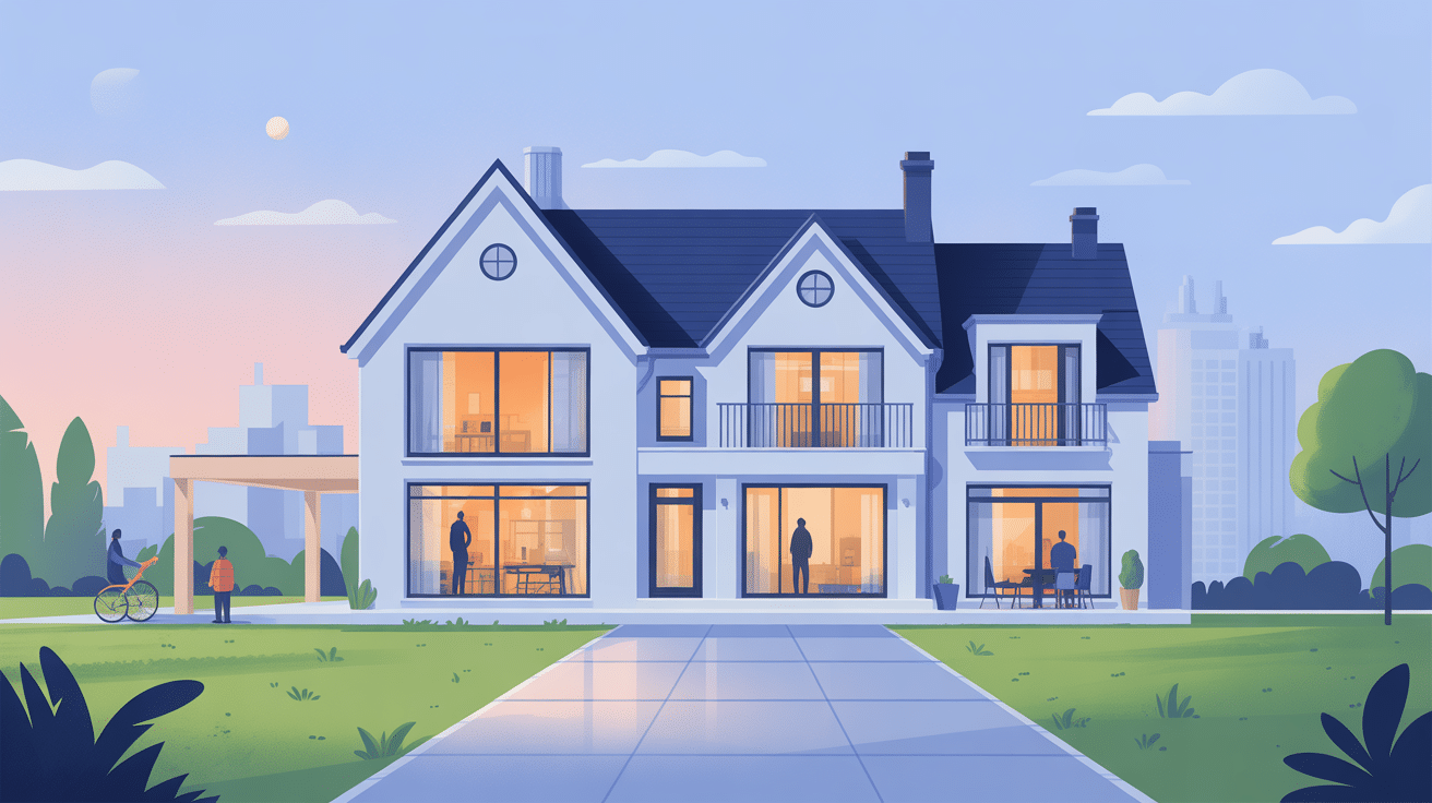 constructeur maison blanche illustration façade lumineuse