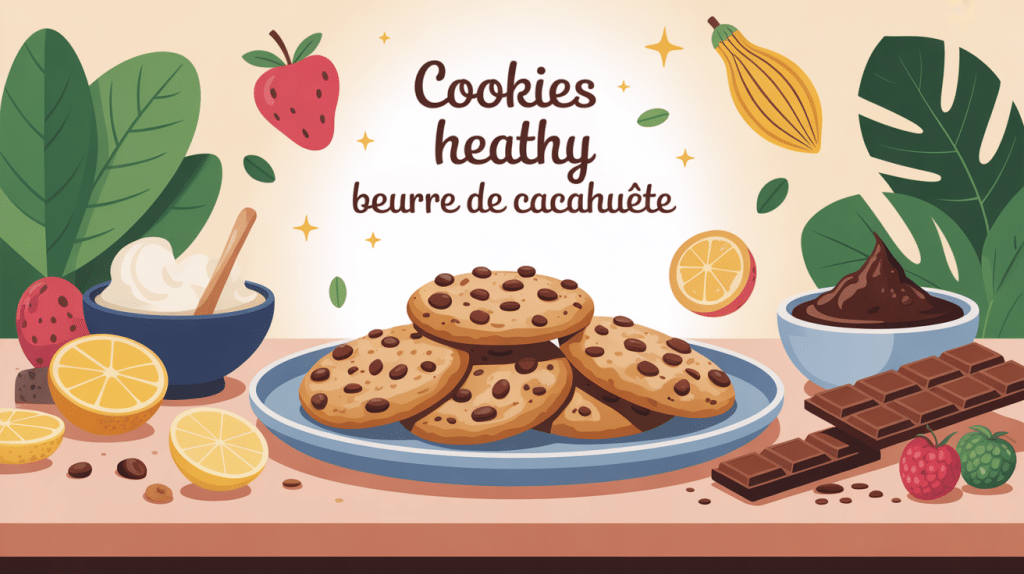 cookies healthy beurre de cacahuete ambiance gourmande sur table lumineuse