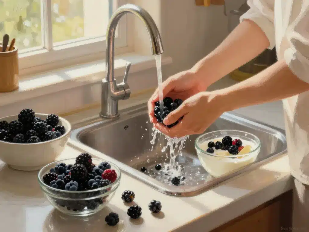 Préparation fruit noir dans cuisine accueillante