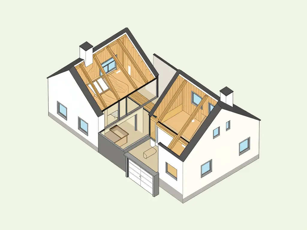 diagramme maison avec combles sous-sol garage aménageable