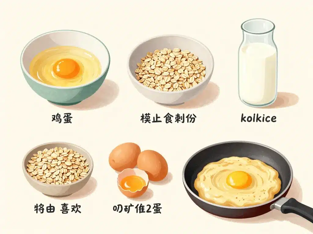 diagramme des étapes galette flocon d'avoine avec oeuf lait avoine