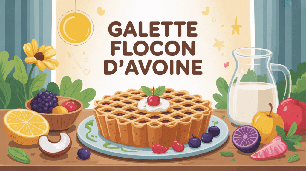 galette flocon d'avoine illustrée au centre avec ingrédients naturels