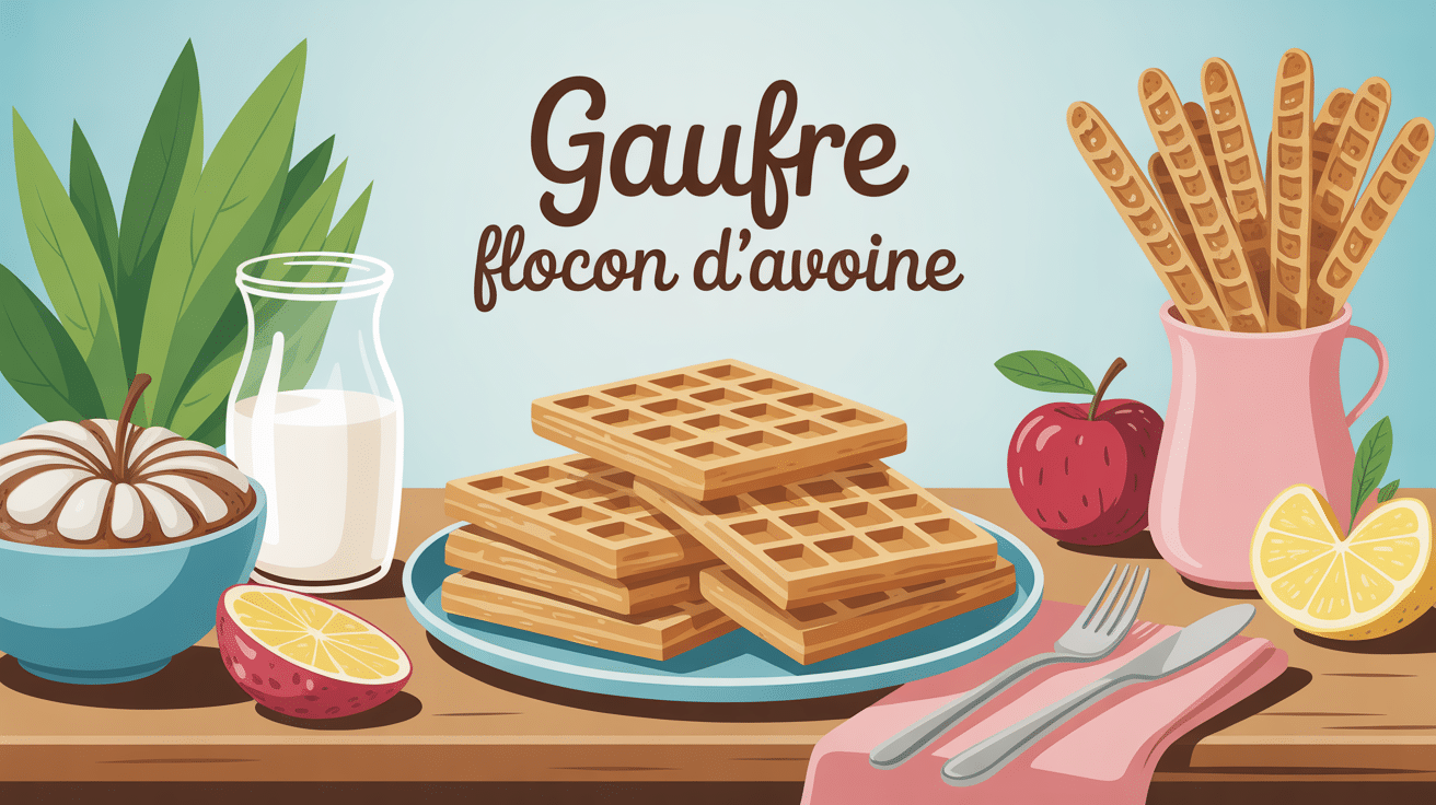 gaufre flocon d'avoine sur table conviviale petit déjeuner