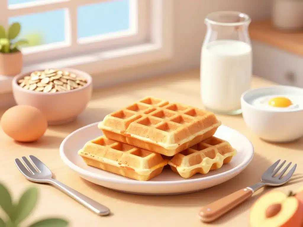gaufres flocon d'avoine ingrédients sains ambiance cuisine matin
