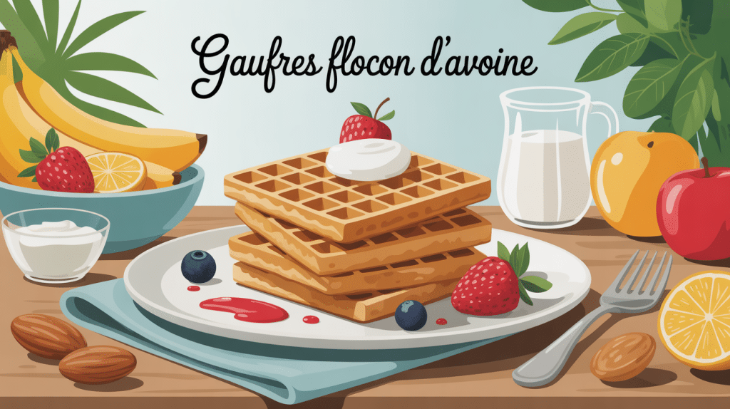 gaufres flocon d'avoine sur assiette ingrédients sains petits-déjeuners