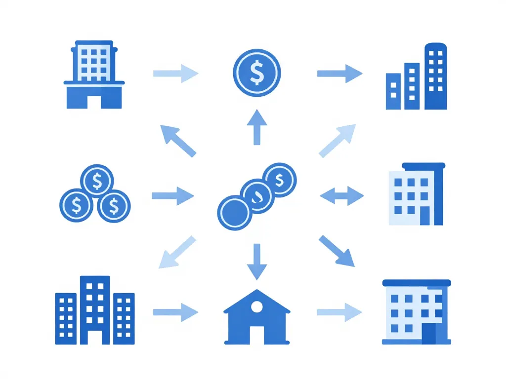 diagramme ICC 2024 buildings et flèches abstraites