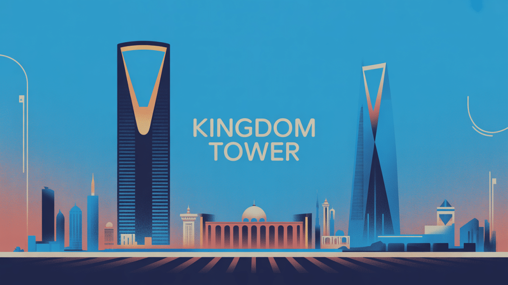 Illustration stylisée des deux kingdom tower d’Arabie saoudite