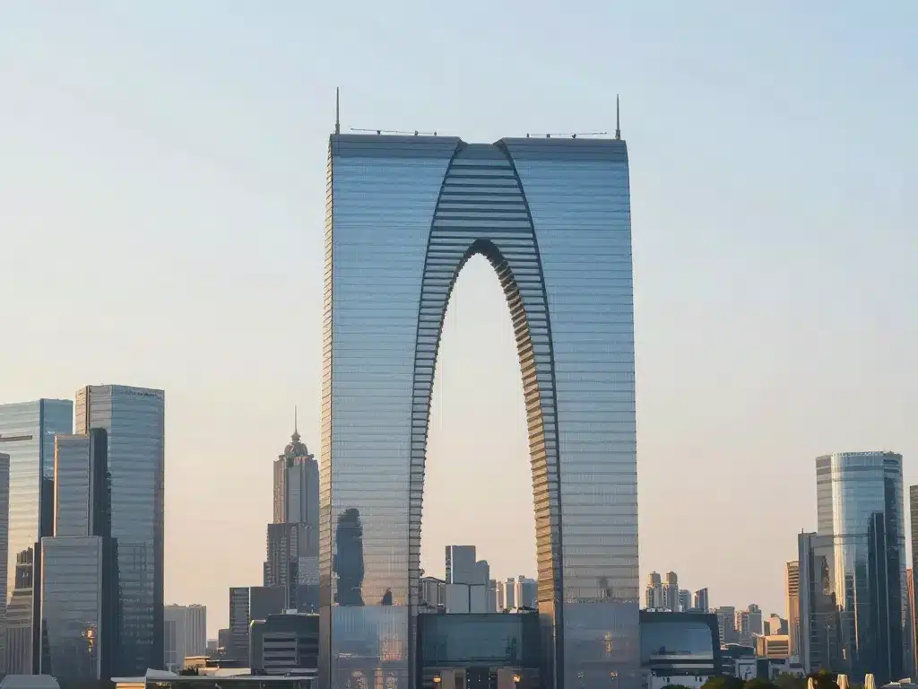 Gratte-ciel kingdom tower Riyad avec couronne ajourée