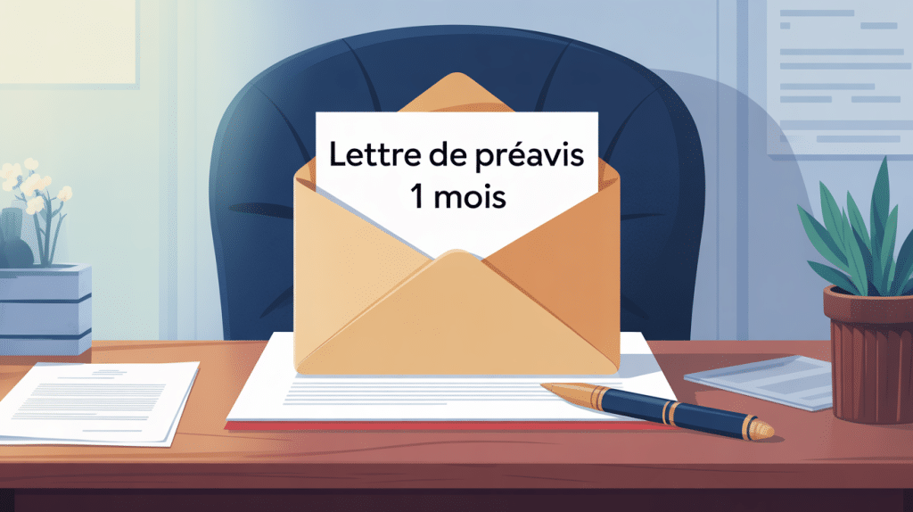 lettre préavis 1 mois enveloppe bureau professionnel