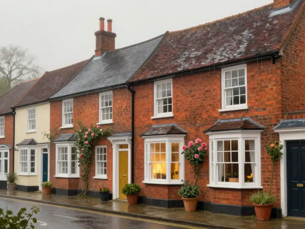 maison anglaise typique rue briques bow-window