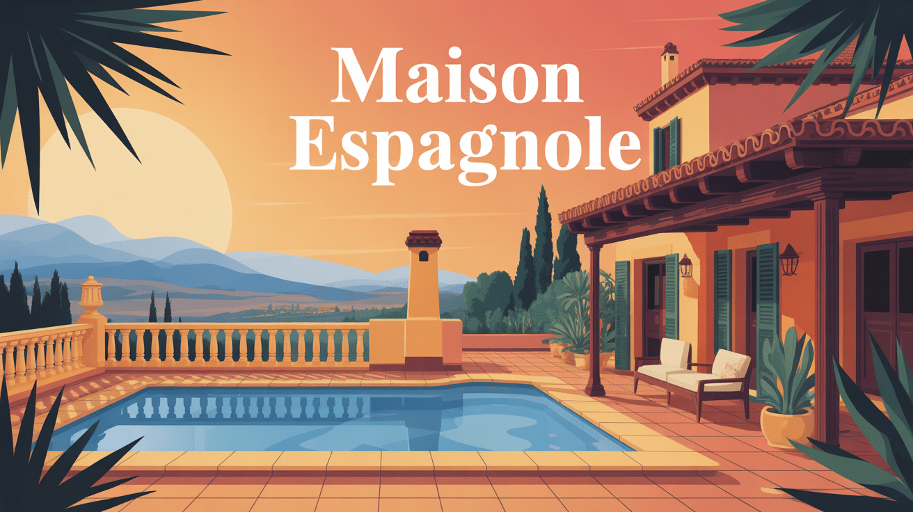 maisons espagnoles typiques sous ciel lumineux