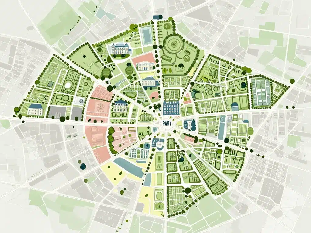 zones exclusives manoir parisien carte stylisée