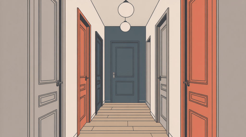 moderne peinture couloir et portes déco neutre contraste élégant