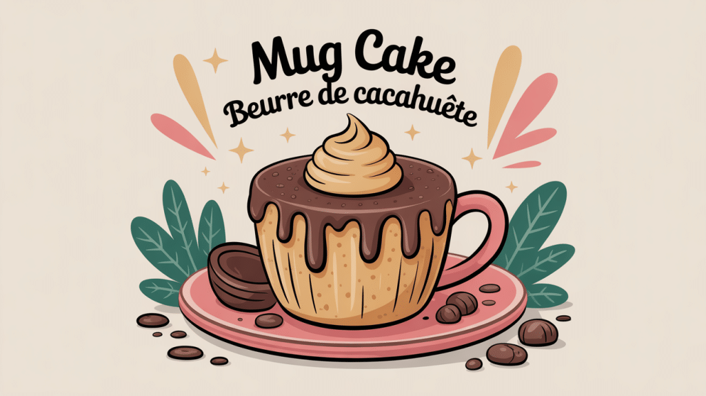 Illustration mug cake beurre de cacahuete dessert express