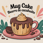 Illustration mug cake beurre de cacahuete dessert express