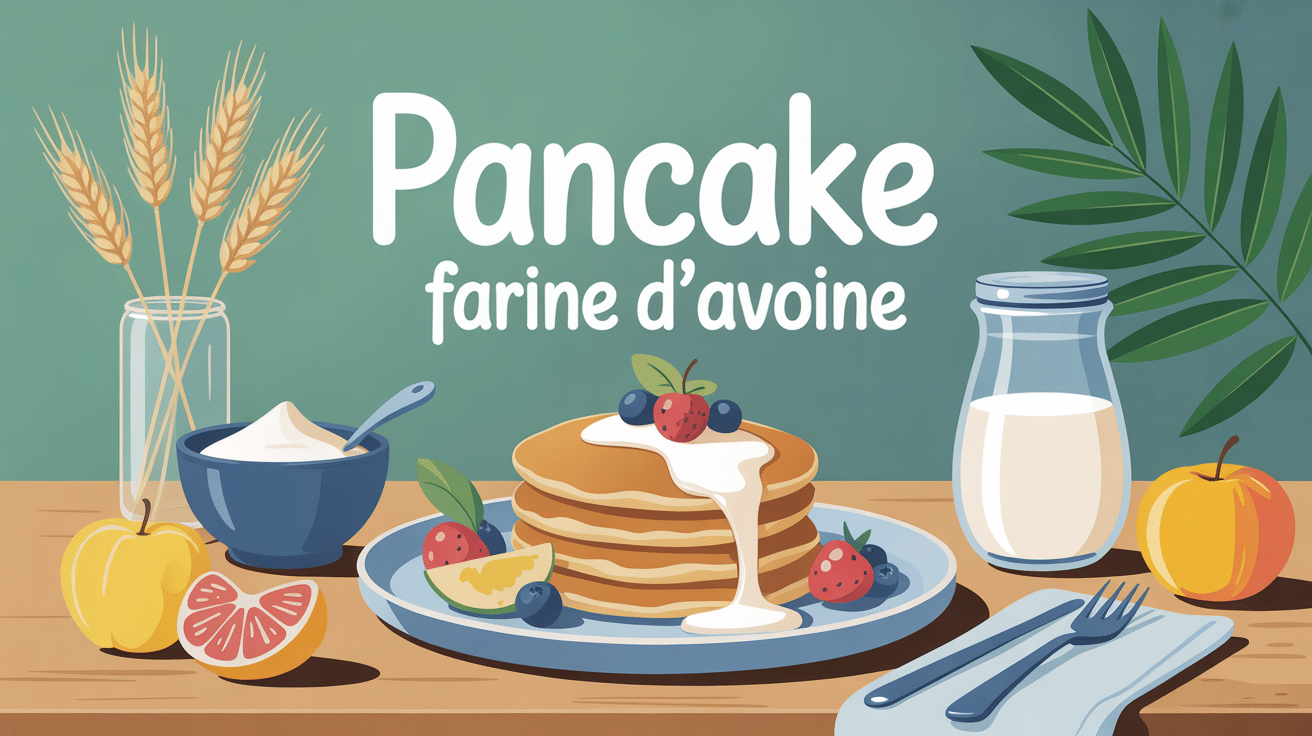 pancake farine d avoine moelleux avec fruits et lait végétal