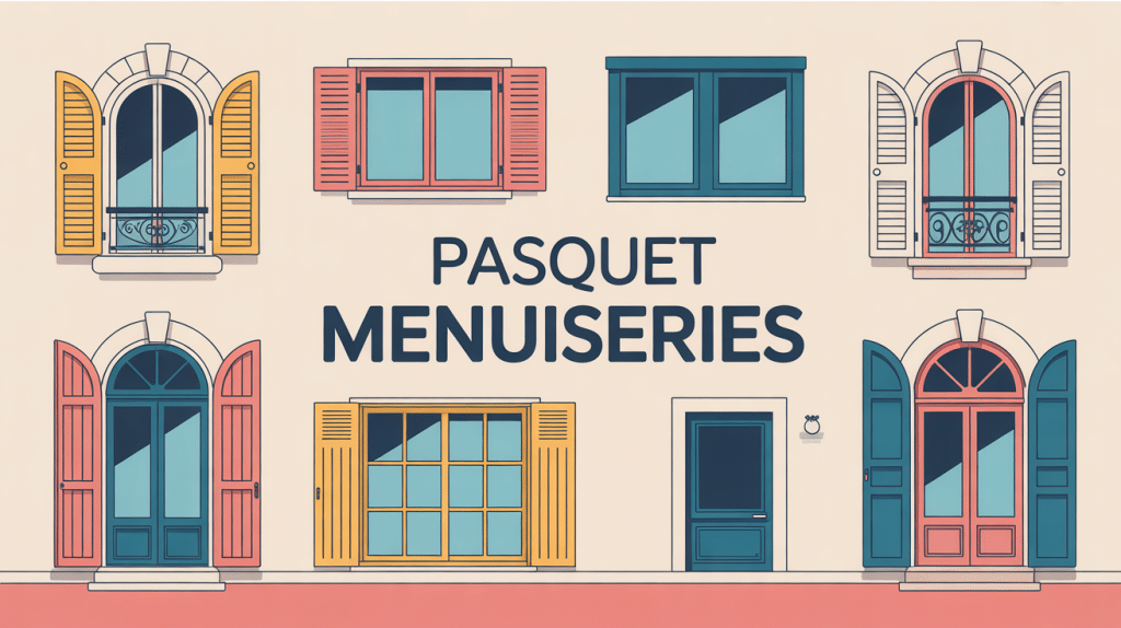Illustration Pasquet Menuiseries avec fenêtres, portes et baies vitrées modernes