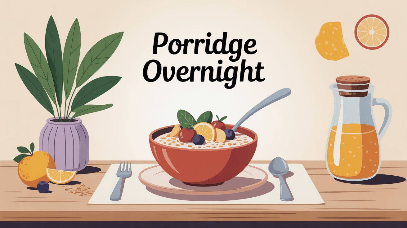 porridge overnight recette illustrée avec fruits et graines