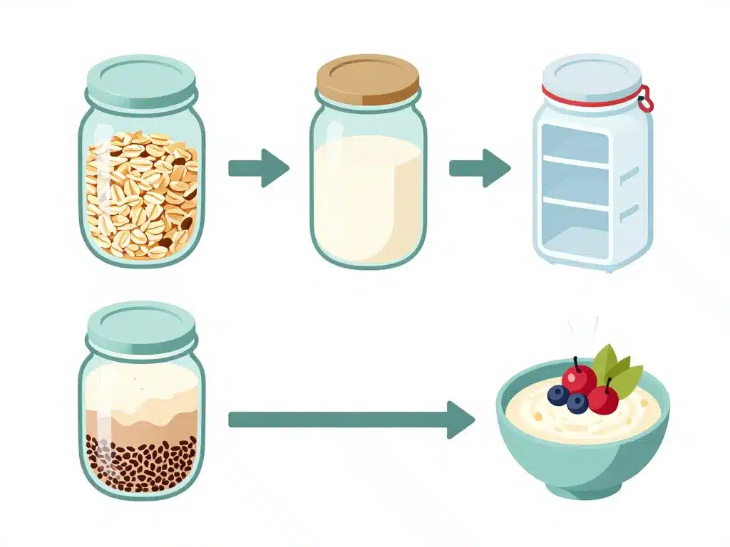 diagramme étapes porridge overnight recette en bocal