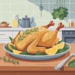 Image poulet au thym et citron sur table familiale