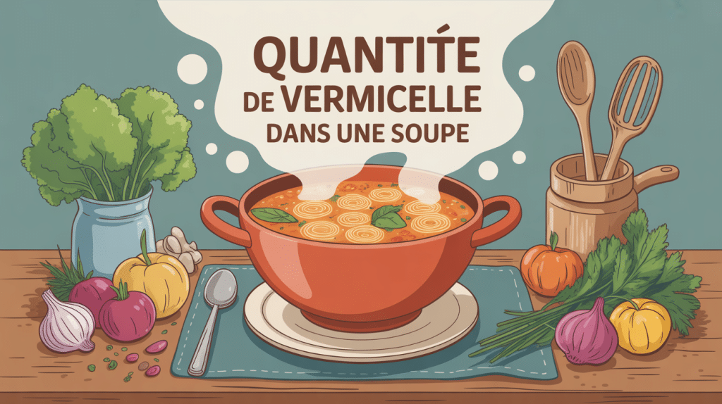 quelle quantité de vermicelle dans une soupe bol fumant sur table