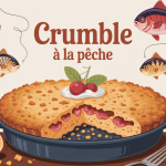 recette crumble a la peche illustrée, plat familial et pêches
