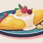 recette omelette sucrée healthy avec fruits et toppings sur table petit-déjeuner