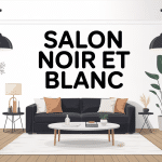 illustration salon noir et blanc moderne épuré