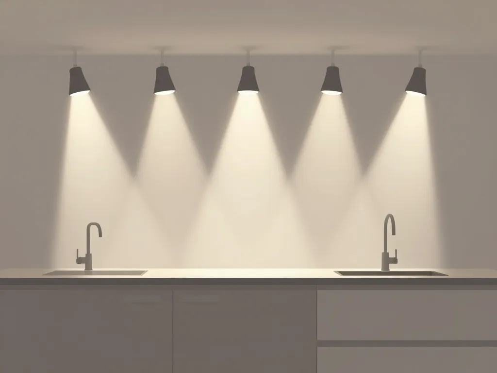 Position idéale spot cuisine plan de travail schéma