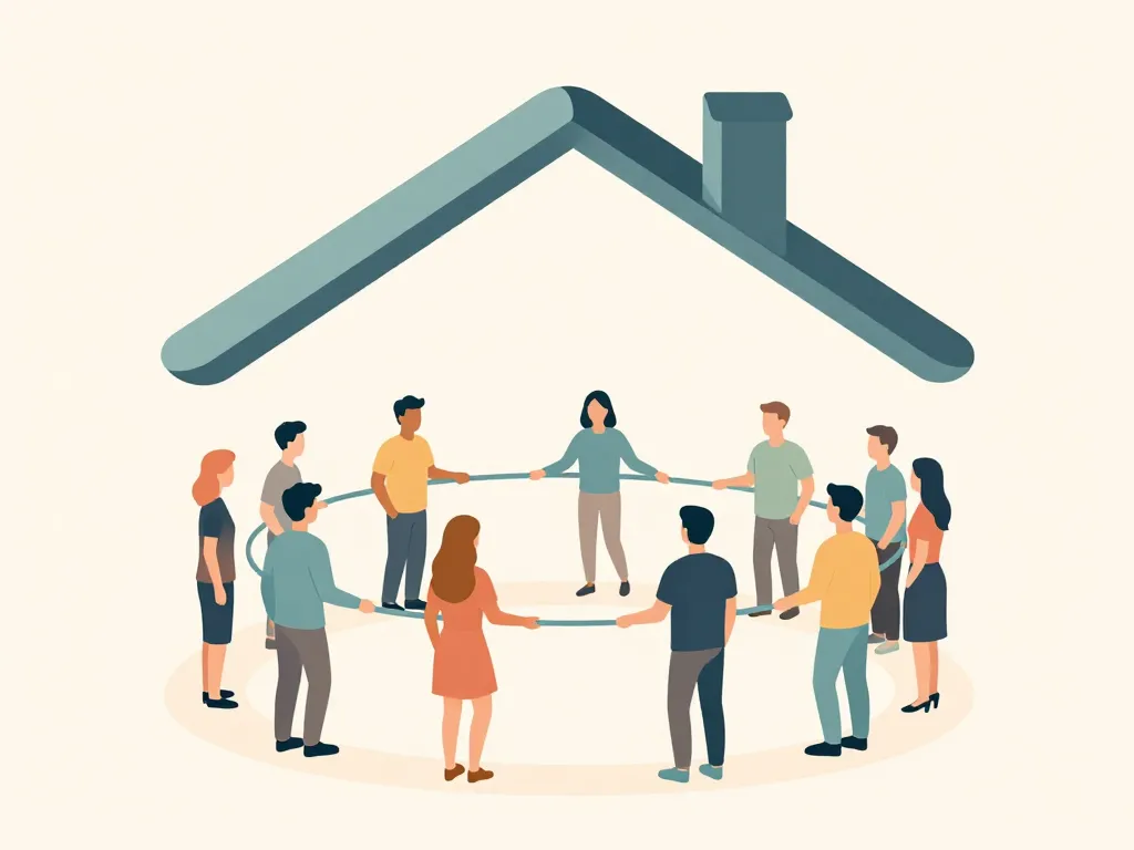 Scène symbolique taxe de cohabitation personnes sous un même toit