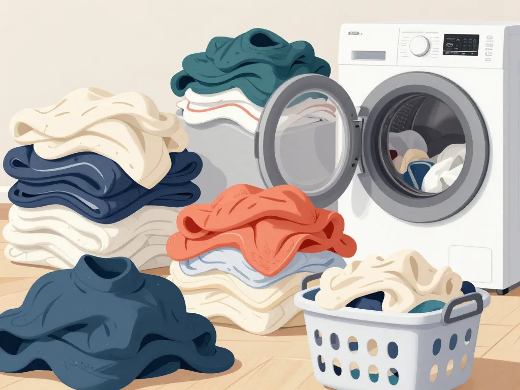 tri vetement seche linge piles de matieres