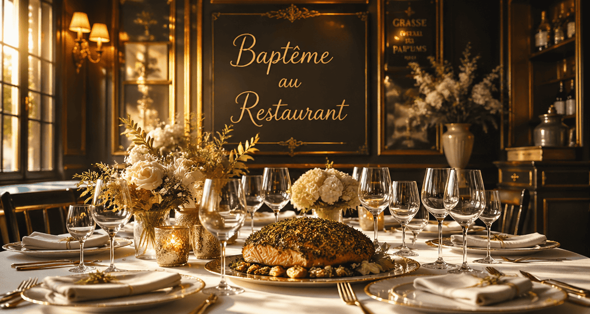 bapteme au restaurant table décorée saumon fleurs
