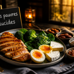 assiette aliments pauvre en glucide brocoli poulet fromage