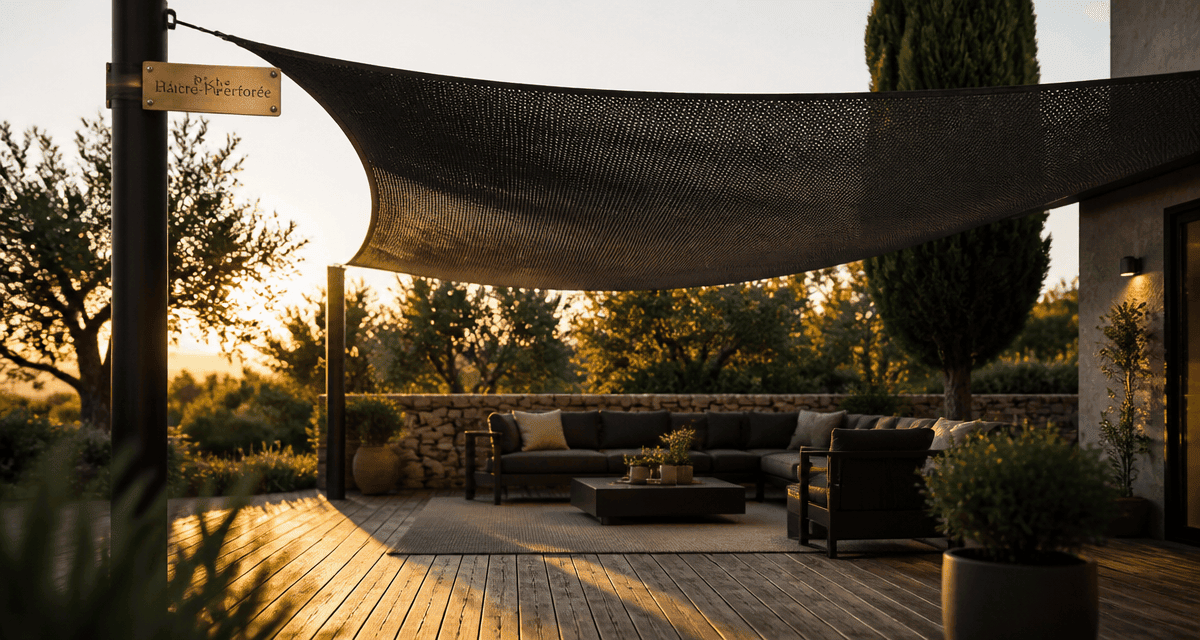 bâche micro perforée pour jardin tendue sur terrasse élégante