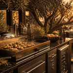 Barbecue cuisine extérieure granit inox terrasse