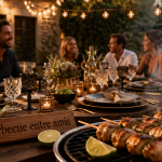 Barbecue entre amis autour d'une grande table