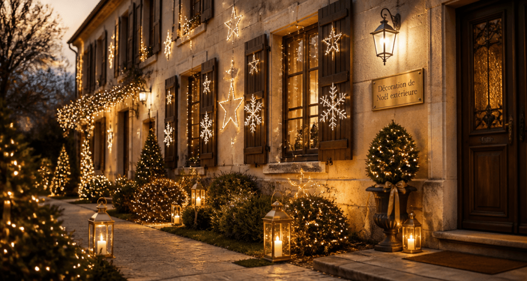 decoration noel exterieur facade lumineuse