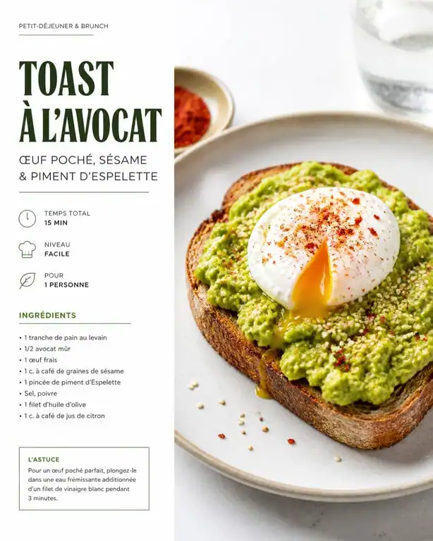 Recette toast avocat avec œuf poché sur pain au levain