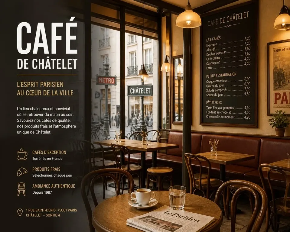 Ambiance cosy dans un café du quartier Châtelet à Paris