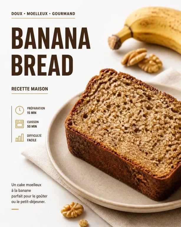 Tranche de banana bread healthy maison pour un goûter équilibré