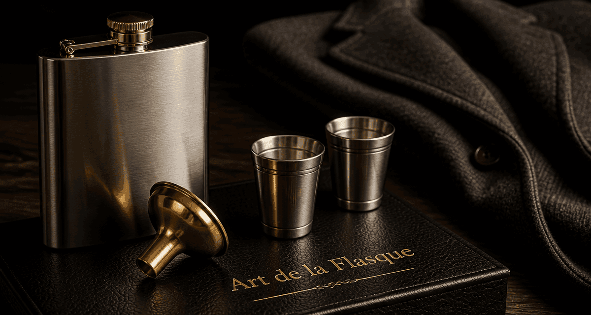 flasque alcool acier inoxydable sur cuir noir