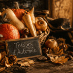 fruit et legume automne panier courges pommes