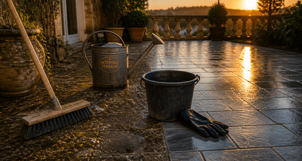 nettoyage dalle terrasse javel moitié propre moitié sale